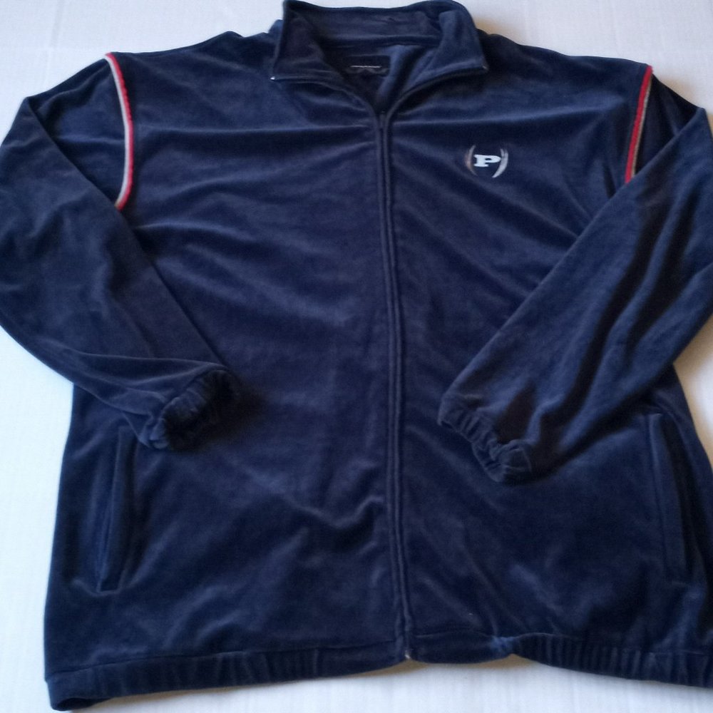 Vintage 90's Men’s Phat Farm Velour Grey Tracksuit Jacket Size 3XL